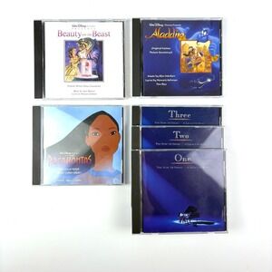 VTG 90s Lot o 6 CDs Beauty and the Beast '91 The Music of Disney 1-3 Aladdin SEE